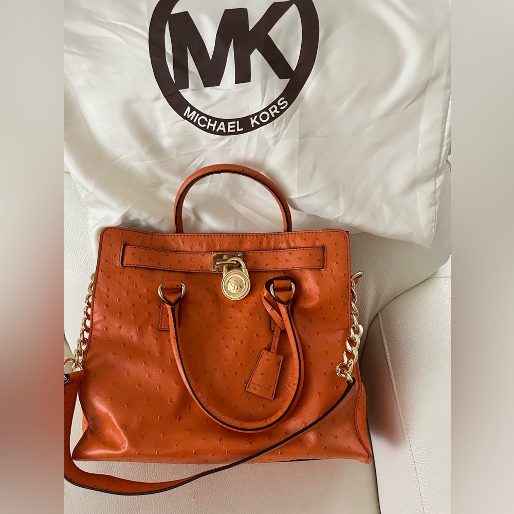 Michael Kors Hamilton Ostrich Leather Tote - Picture 2 of 3